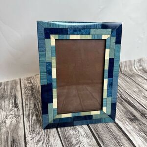 Natalini Unique Blue Mosaic Wood Inlay 5 x 7 Picture Photo Frame Made in Italy